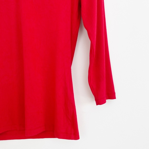 Banana Republic Red Ribbed 3/4 Sleeves Top Size Small - Picture 6 of 15